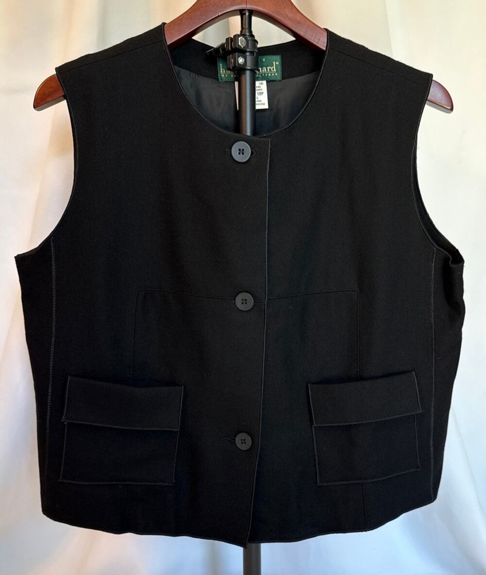Harve Benard Black Wool Vest Women’s 10 Petite Classic Professional Ukraine Made